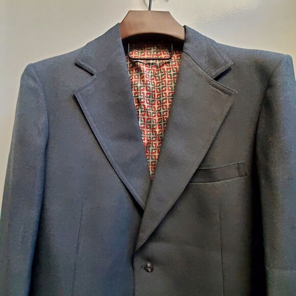 VTG Manstyle Leisure Blazer 70's Grey Poly Disco Western Collar Pockets 42R Belk - Picture 7 of 16